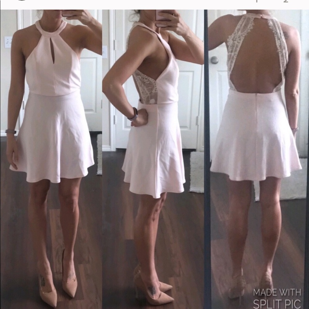 Pale pink, open back dress